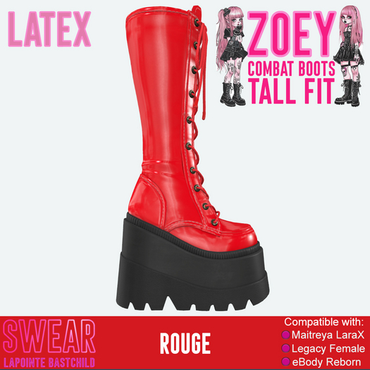 Combat Boots - Zoey Tall LATEX ROUGE