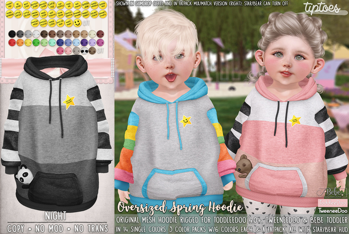 . tiptoes - Oversized Spring Hoodie - Night