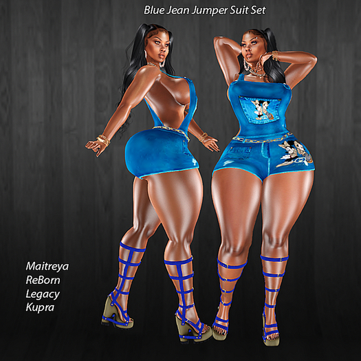 Blue Jean Jumper short Set