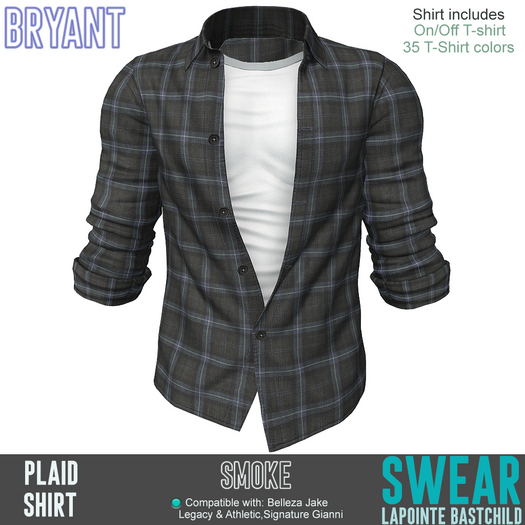 Shirt - Bryant Rolled Sleeve PLAIDS SMOKE