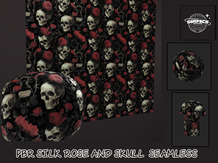 SS - PBR Roses & Skulls Silk