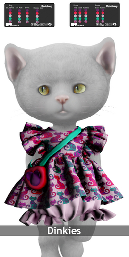 !!! Revna !!! 600 Ruffle Dress and Bottom Dinkies Pink Cat