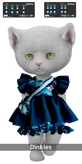 !!! Revna !!! 600 Ruffle Dress and Bottom Dinkies Blue Flower