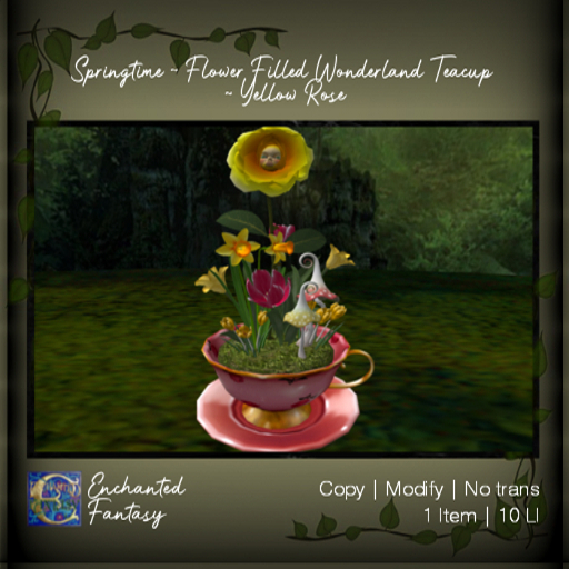 Springtime ~ Flower Filled Wonderland Teacup ~ Yellow Rose