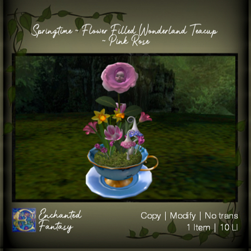 Springtime ~ Flower Filled Wonderland Teacup ~ Pink Rose