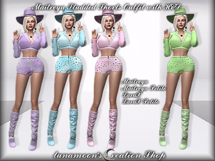 DEMO-Maitreya/LaraX Studded Shorts Set with HUD