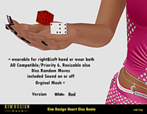 Kim Design Heart Dice Bento White- Red
