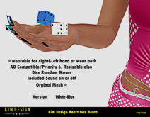 Kim Design Heart Dice Bento White- Blue