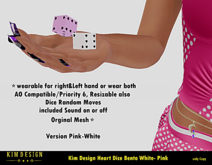 Kim Design Heart Dice Bento White-Pink