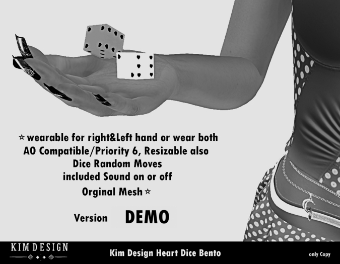 Kim Design Heart Dice Bento Black-White R DEMO