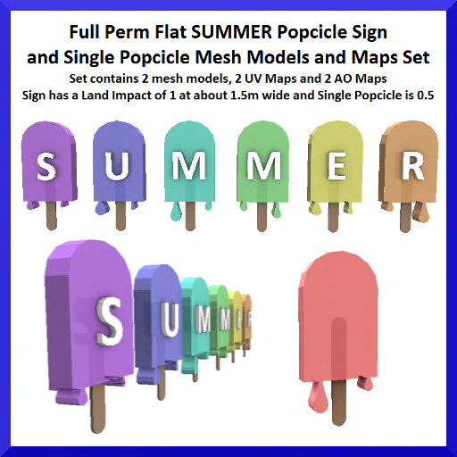 Full Perm Flat Popsicle Summer Sign Set