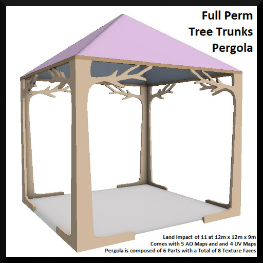 Full Perm Tree Trunks Pergola