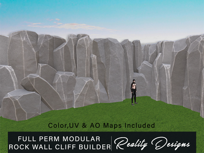 Second Life Marketplace - Full Perm Modular Rock Cliff Wall Builder Pack