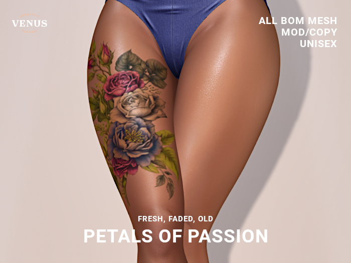 THIGH TATTOO FLOWERS PETALS