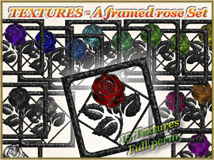 TEXTURES - A framed rose Set (15 Textures) (Full perm)