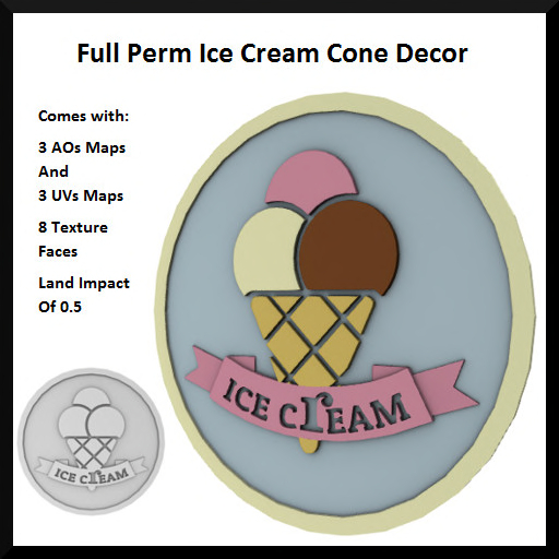 Full Perm Ice Cream Cone Decor
