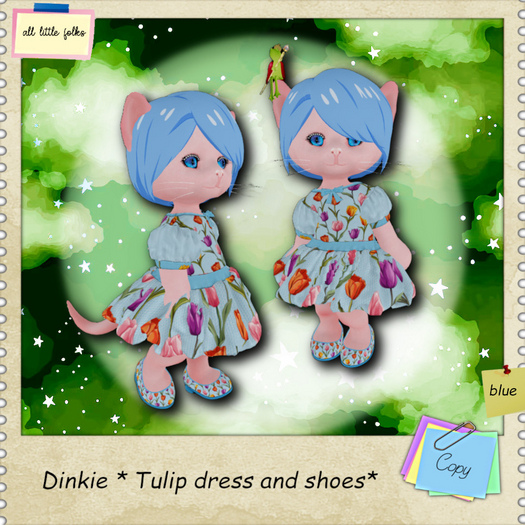 Dinkie * tulip dress and shoes Blue