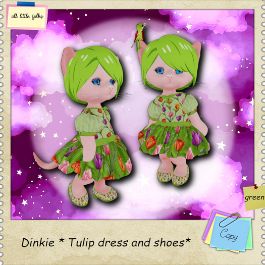 Dinkie * tulip dress and shoes Green