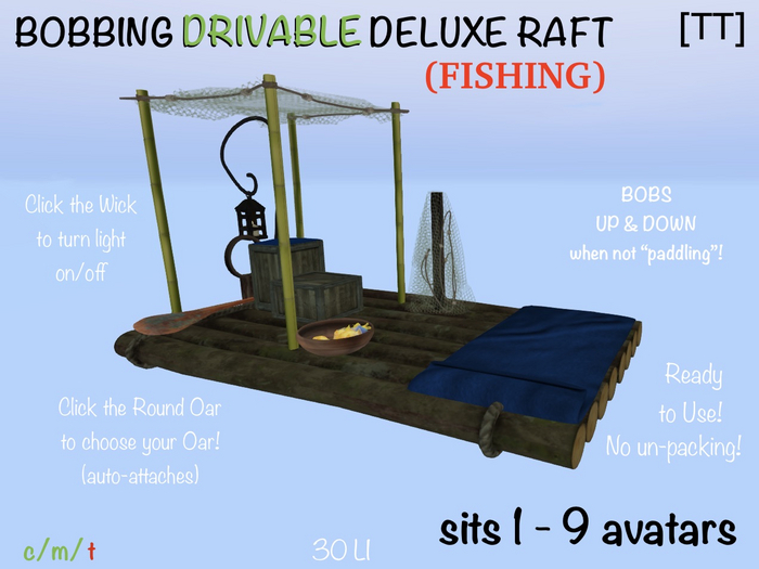 [TT] Bobbing Drivable DELUXE Log Raft (fishing)