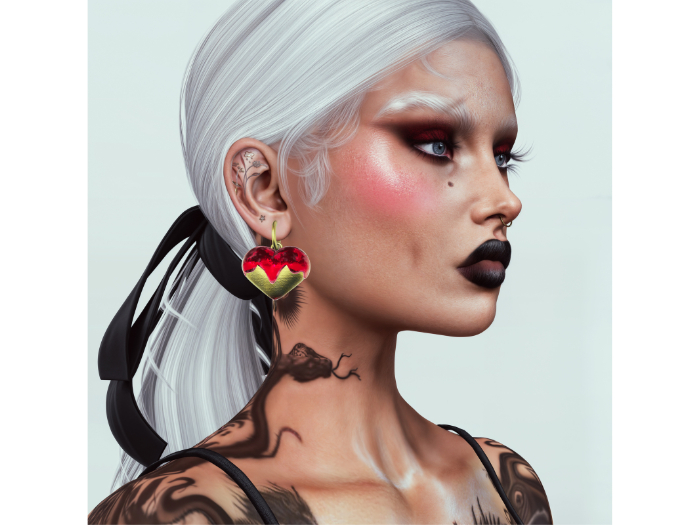 Domelle: Queen of Hearts Earring Inverted Red