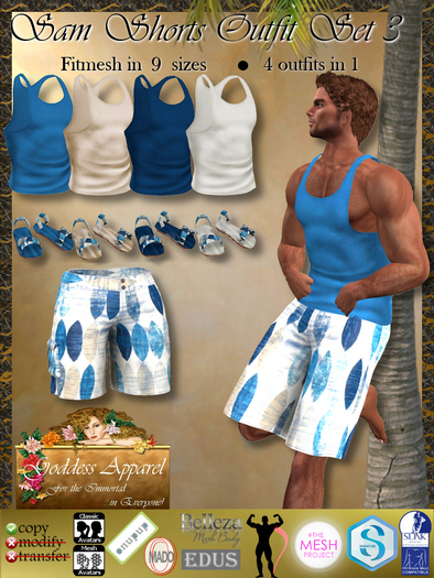 *Goddess* Sam Shorts Outfit w/HUD Set 3