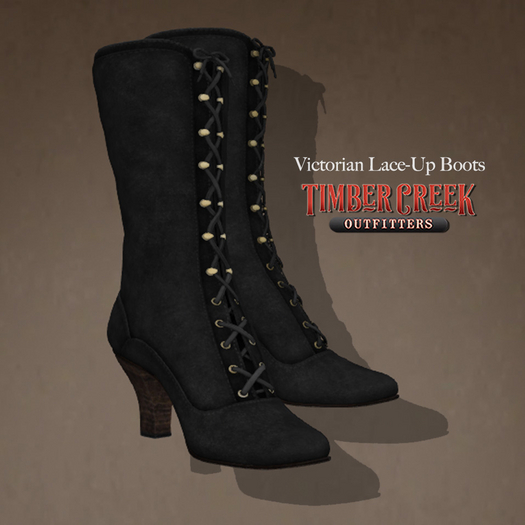 [Timber Creek] Victorian Lace-Up Boots-Black