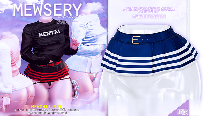#Mewsery Mewchii Skirt{Navy}