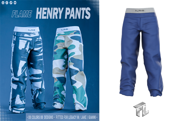 Flame Henry Pants Blue