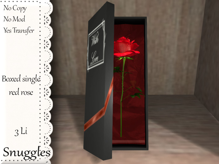Boxed single red rose By Snuggles