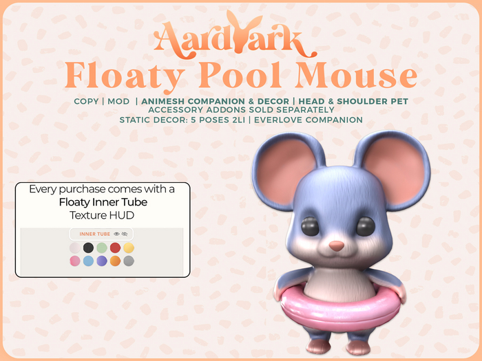 Aardvark : Floaty Pool Mouse - Blue