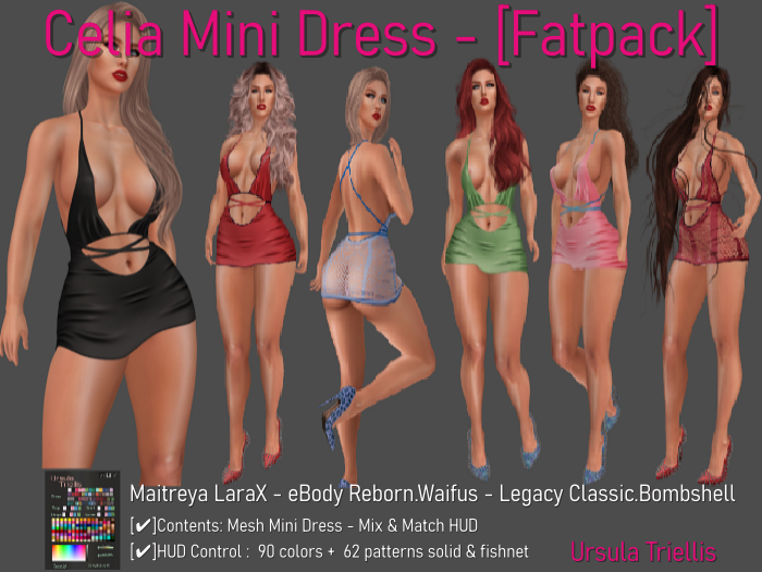 7039 Celia Mini Dress solid&Fishnet - [Fatpack]
