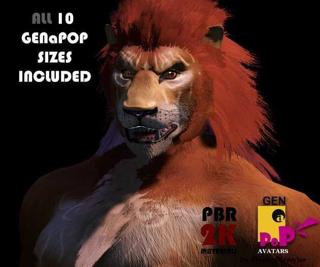 [GENaPOP] Lion All 10 GENaPOP Body sizes Included