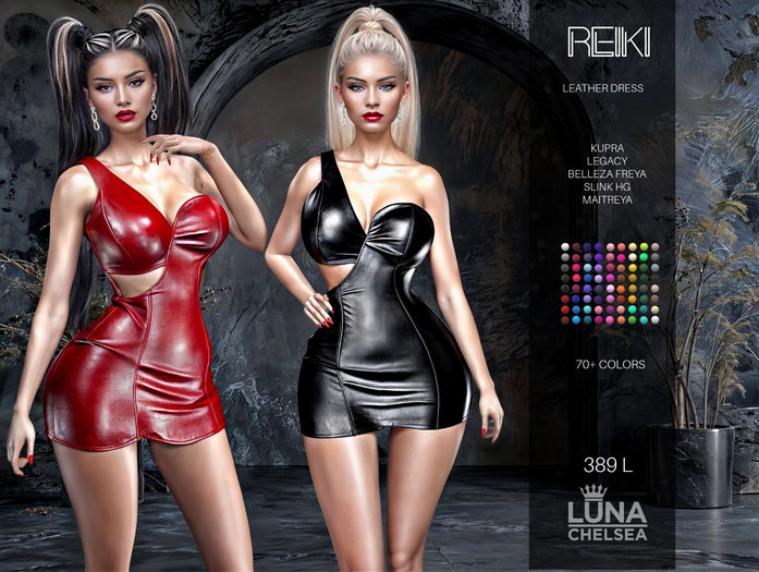 ❤️- Reiki Leather Mini Dress, 70+ colors