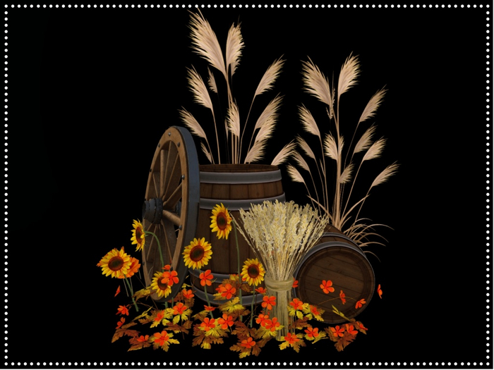 Autumn Barrel With Flowers