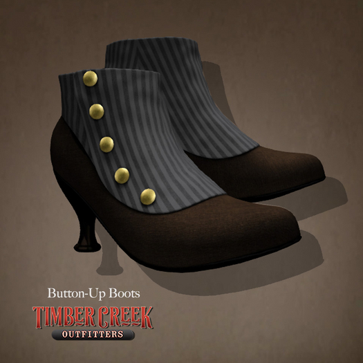 [Timber Creek] Button-Up Shoe-Brown & Gray