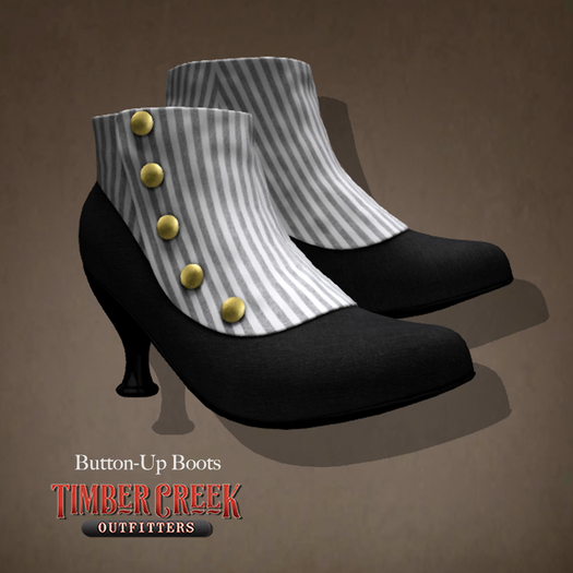 [Timber Creek] Button-Up Shoe-Black & White