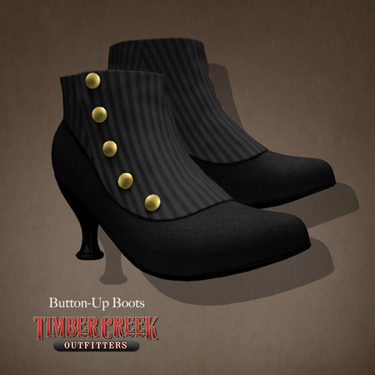 [Timber Creek] Button-Up Shoe-Black & Black