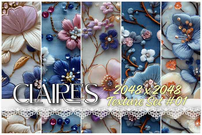[Claire's] 2048x2048 Texture Set #01 - Full Perm - Embroideries