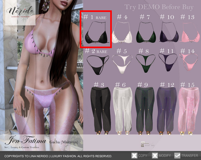 #1~Nerido~ Fatima Bra (Maitreya)-Black RARE 