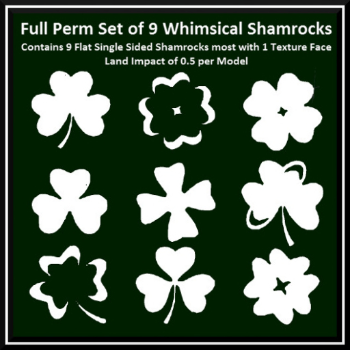Full Perm Set of 9 Whimsical Shamrocks