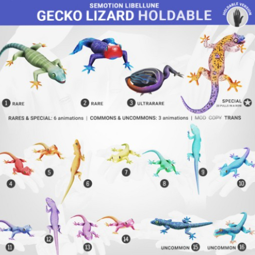 SEmotion Libellune Gecko Lizard Holdable ULTRARARE 03