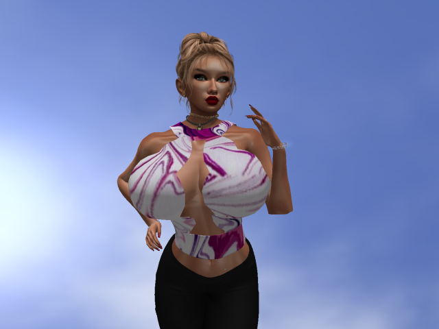 KOKO'S CLOSET PURPLE DOODLES SCALLOPED TOP