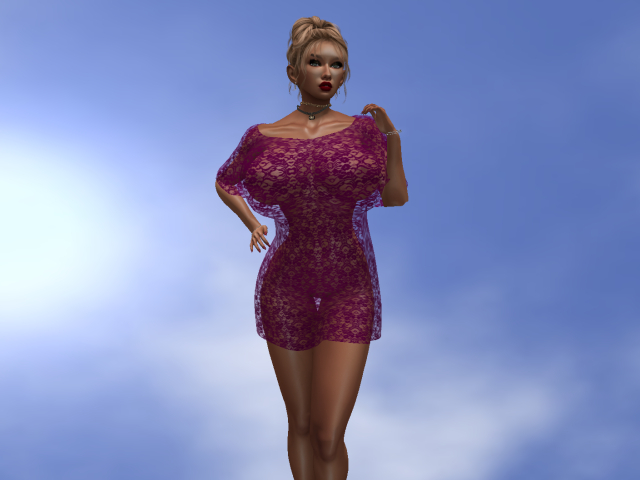 KOKO'S CLOSET OVERSIZED MAGENTA LACE T