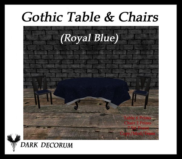 Gothic Table and Chairs ( Black and Blue )