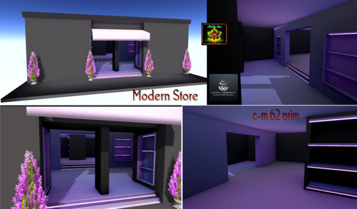 MICSHA-MODERN STORE BLACK PURPLE NEON+PLANT