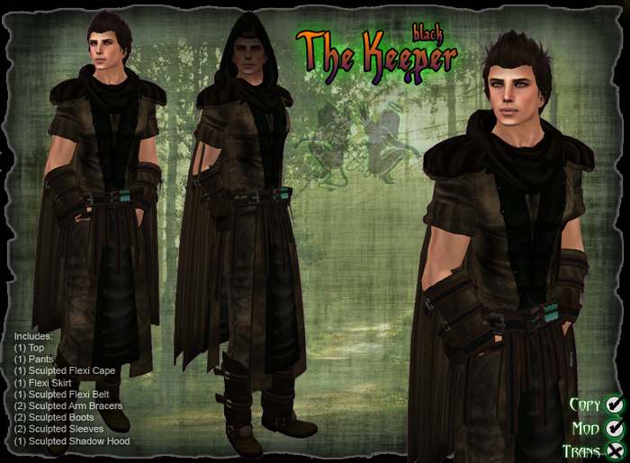 D&A The Keeper - Black - Ranger Druid Mens Outfit.