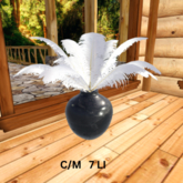 Blk Marble vase with feathers BOXED