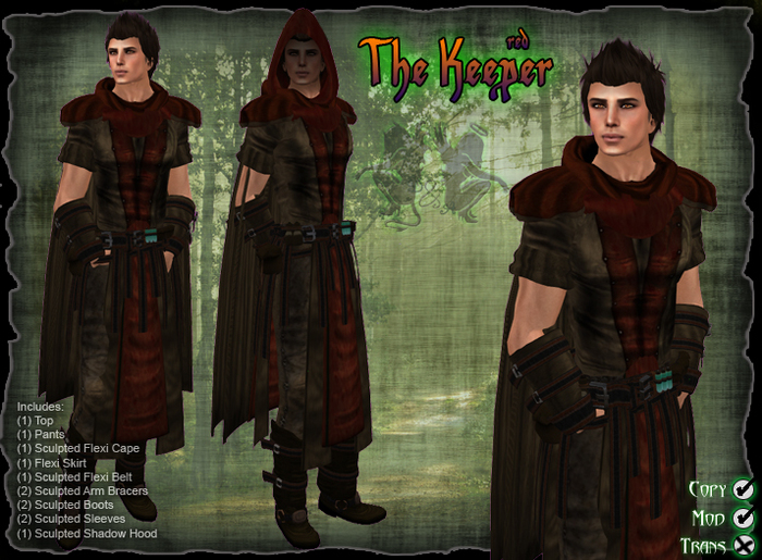 D&A The Keeper - Red - Ranger Druid Mens Outfit.