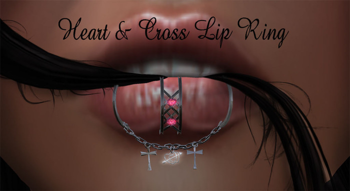 Heart & Cross lip piercing
