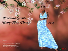 Angel's Store - Baby Blue Satin Evening Gown Dress (BOX)